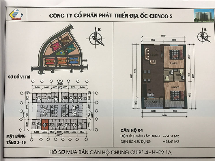 Thiết kế căn hộ 04 chung cư B1.4 HH02 Thanh Hà