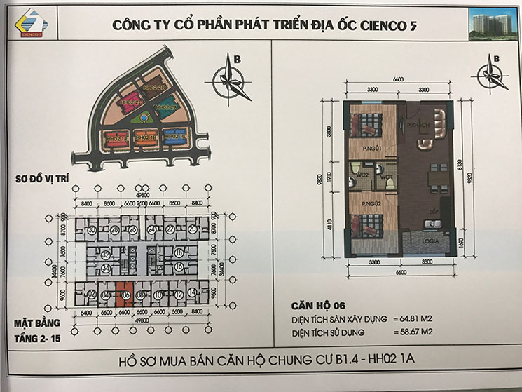 Thiết kế căn hộ 06 chung cư B1.4 HH02 Thanh Hà