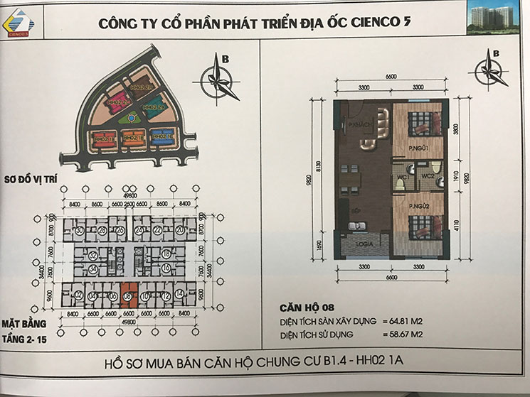 Thiết kế căn hộ 08 chung cư B1.4 HH02 Thanh Hà