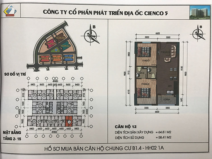 Thiết kế căn hộ 12 chung cư B1.4 HH02 Thanh Hà