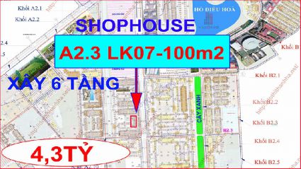 Bán liền kề Shophouse Thanh Hà A2.3 Liền kề 07 Diện tích 100m2 đường 14m quy hoạch xây dựng 6 tầng giá rẻ