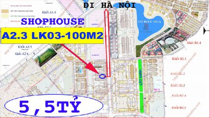 Bán liền kề thanh hà SHOPHOUSE vị trí siêu đắc địa A2.3 liền kề 03 diện tích 100m2 đường 17m giá 5,5 tỷ