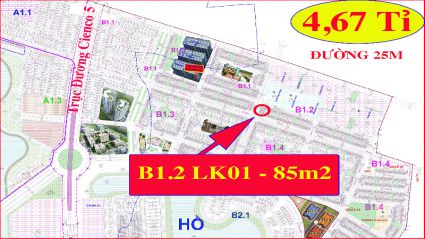 Bán liền kề thanh hà b1.2 liền kề 01 diện tích 85m2 đường 25m cổng trường học giá rẻ