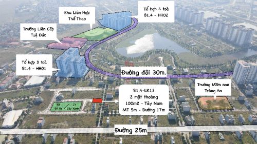 Bán đất khu đô thị Thanh Hà phân khu B1.4 - Liền kề 13 nhà 2 mặt thoáng, ven hồ điều hoà Thanh Hà.