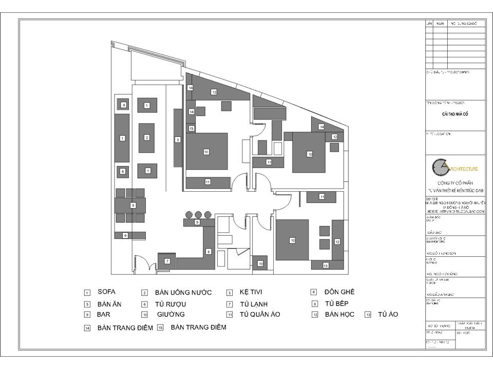 nội thất căn hộ góc chung cư Văn Phú Victoria